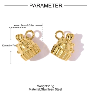 Gouden roestvrijstalen kroon hanger voor DIY sieraden maken met afmetingen