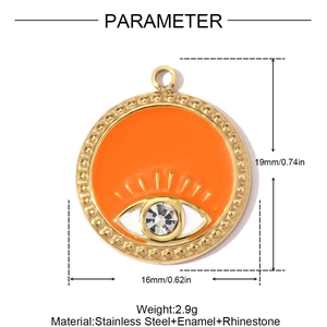 Τεχνικό σχέδιο που δείχνει διαστάσεις 16x19mm για το πορτοκαλί σμάλτο μενταγιόν μάτι
