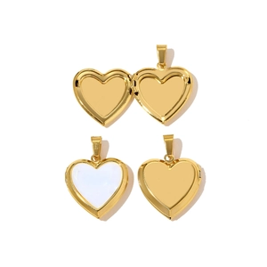 Detailed view of open and closed gold-plated stainless steel heart locket necklaces