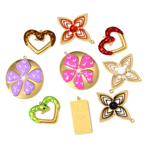 DIY colorful enamel stainless steel flower snake and heart pendants for necklaces