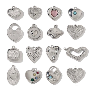 Stainless Steel Irregular Heart Lock Cloud Wing Geometric Pendants For DIY Jewelry Making Necklaces Bracelets Accessories