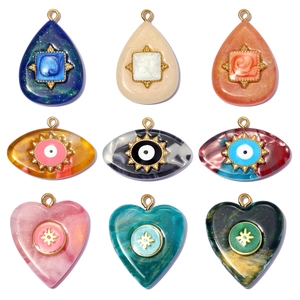 Evil Eye Pendant Only (Without Chain) Stainless Steel Resin Enamel Drip Heart Shape For DIY Jewelry Making Women Accessories