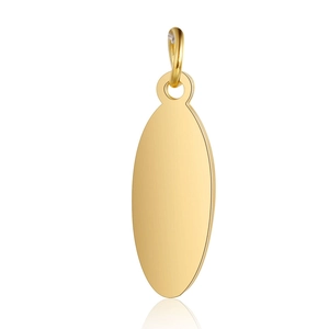 Polished gold stainless steel oval pendant charm for DIY jewelry making with mirror finish