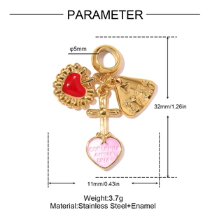 Detail view of gold stainless steel heart pendant with engraved inspirational quotes