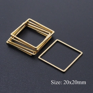 Macro shot of gold square 20x20mm stainless steel DIY jewelry frames for crafting