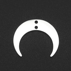 Polished stainless steel crescent moon connector charm with double holes for jewelry making