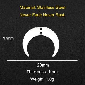 Detailed dimension guide for moon-shaped stainless steel pendant with precise 17mm size
