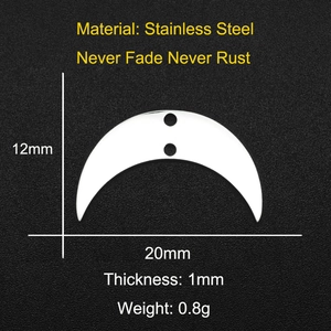 Polished stainless steel crescent moon charms with dual holes for DIY jewelry making