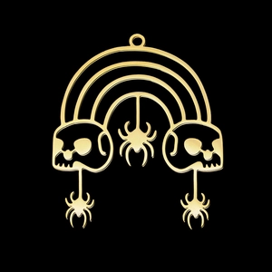 Colgante de araña de Halloween dorado con arco de calavera para creación de joyas DIY