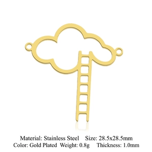Détail du pendentif nuage en acier inoxydable doré 28,5mm avec les dimensions