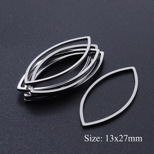 Macro view of 13x27mm silver stainless steel marquise shape DIY jewelry pendants