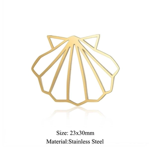 Ciondolo a conchiglia in acciaio inossidabile dorato 23x30mm per creazione gioielli