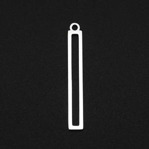 Polished stainless steel rectangular hollow bar pendant for minimalist DIY jewelry making