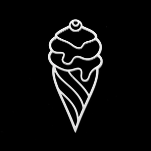 Polished silver ice cream cone pendant charm made of hollow stainless steel for DIY jewelry