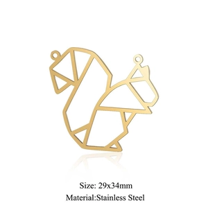 Golden stainless steel geometric squirrel pendant for DIY necklaces 29x34mm size