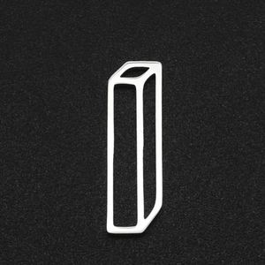 Macro view of geometric hollow rectangle silver stainless steel pendant for DIY jewelry