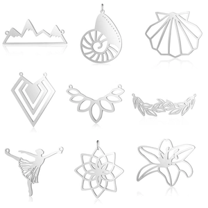 Pendenti Cavi in Acciaio Inossidabile Montagna Conchiglia Foglia Geometrica Ballerina Charms DIY Accessori per Creazione Gioielli Moderno Donna