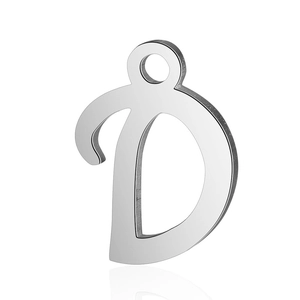 Pendentif lettre D en acier inoxydable poli argenté pour la création de bijoux et colliers