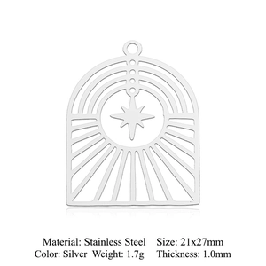 Détail du pendentif arche en acier inoxydable argenté avec motif étoile pour bijoux