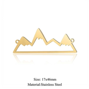 Pendente montagna in acciaio inox dorato, design traforato, 17x46mm per creazione gioielli