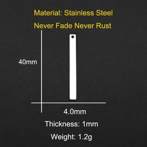 Detailed size parameters of 40mm stainless steel bar pendant for DIY jewelry making