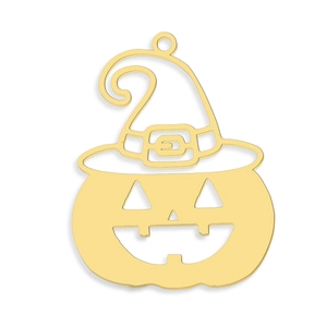 Gouden pompoen bedel met heksenhoed van roestvrij staal voor Halloween sieraden