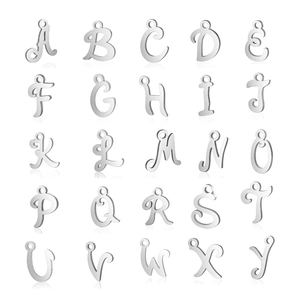 Pendentif Lettre Initiale Minimaliste en Acier Inoxydable Charme Alphabet Cursif pour Fabrication de Bijoux DIY Unisexe