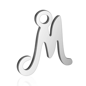 Pendentif lettre M en acier inoxydable poli pour création de bijoux personnalisés
