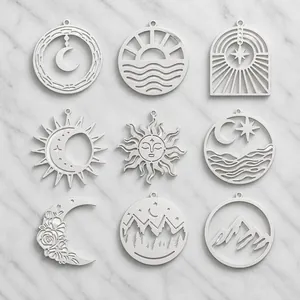 Lot de 5 pendentifs en acier inoxydable motifs nature pour création de bijoux DIY