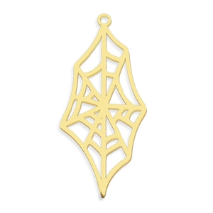 Detailweergave van de holle gouden spinnenweb hanger van roestvrij staal voor DIY-sieraden