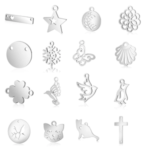 Stainless Steel Hollow Out Animal Plant Pendants For DIY Jewelry Making Necklace Bracelet Accessories Minimalist Silver Tone