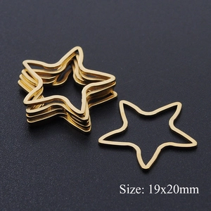 Detailed view of gold stainless steel star shaped jewelry pendants sized 19x20mm