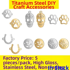 Pack de 5 colgantes de acero inoxidable para joyas con diseños de calavera y herradura