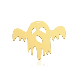 Close-up of golden stainless steel ghost pendant for DIY jewelry making and necklaces