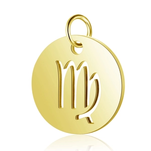 Polished gold Virgo zodiac sign pendant made of stainless steel with a cutout design