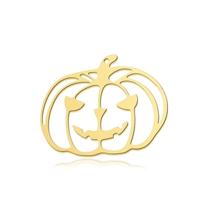 Gold stainless steel pumpkin ghost pendant with minimalist cutouts for DIY jewelry making