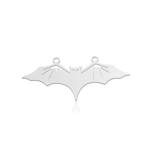 Detailed view of silver stainless steel bat connector charms for DIY jewelry making