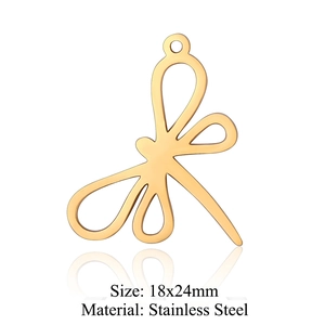 Pendentif libellule en acier inoxydable doré poli pour bijoux DIY, taille 18x24mm