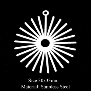 Vue détaillée du pendentif éventail 30x33mm en acier inoxydable pour bijoux DIY