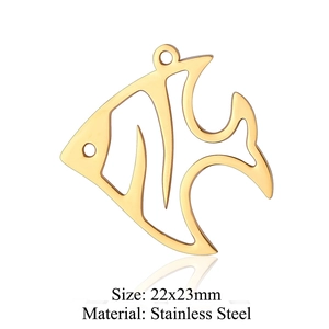 Détail d'un pendentif poisson-ange en acier inoxydable doré 22x23mm pour bijoux DIY
