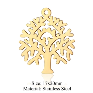 Dettaglio del ciondolo albero della vita 17x20mm in acciaio inossidabile dorato DIY