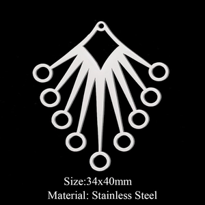 Pendentif fleur en forme d'éventail en acier inoxydable avec 8 anneaux pour bijoux DIY