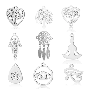 Ciondoli Fai-da-te in Acciaio Inossidabile Albero della Vita Mano di Fatima Malocchio Accessori per Creazione Gioielli Spirituali