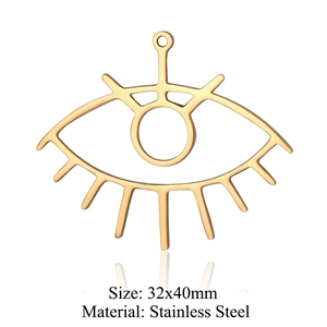 Ciondolo occhio malvagio in acciaio inossidabile dorato per gioielli 32x40mm