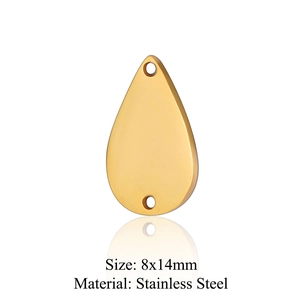 Detailansicht goldener Tropfenanhänger aus Edelstahl, Verbindungsstücke 8x14mm groß