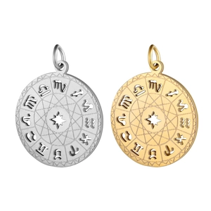 Pendentifs zodiaque en acier inoxydable or et argent avec design ajouré et étoile