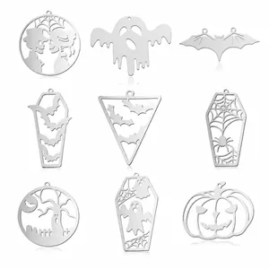 5er-Pack Halloween-Anhänger aus Edelstahl mit Kürbis-, Geist- und Fledermaus-Motiven