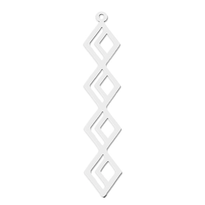 Macro view of geometric hollow rhombus pendants in silver stainless steel for DIY jewelry