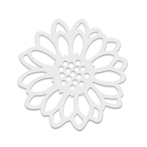 Detailed view of white hollow sunflower pendant with multi-layer petal geometry