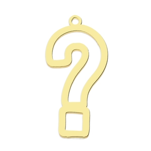 Close-up of golden stainless steel question mark pendant for DIY necklace charms